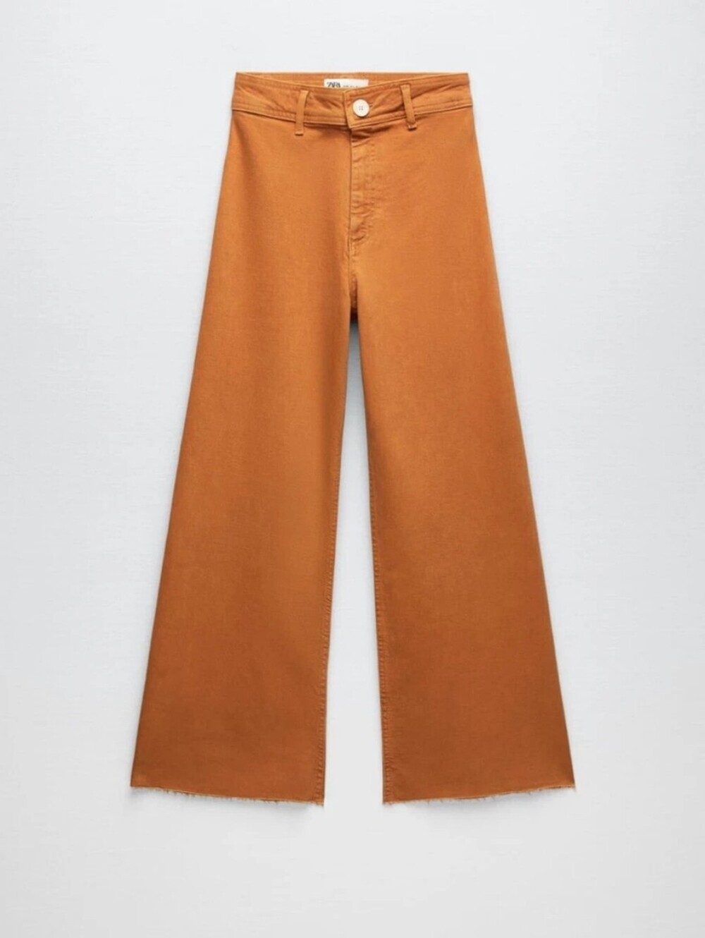 Zara The Marine Straight Jean Size 6 Orange High Waisted Cropped Wide Leg